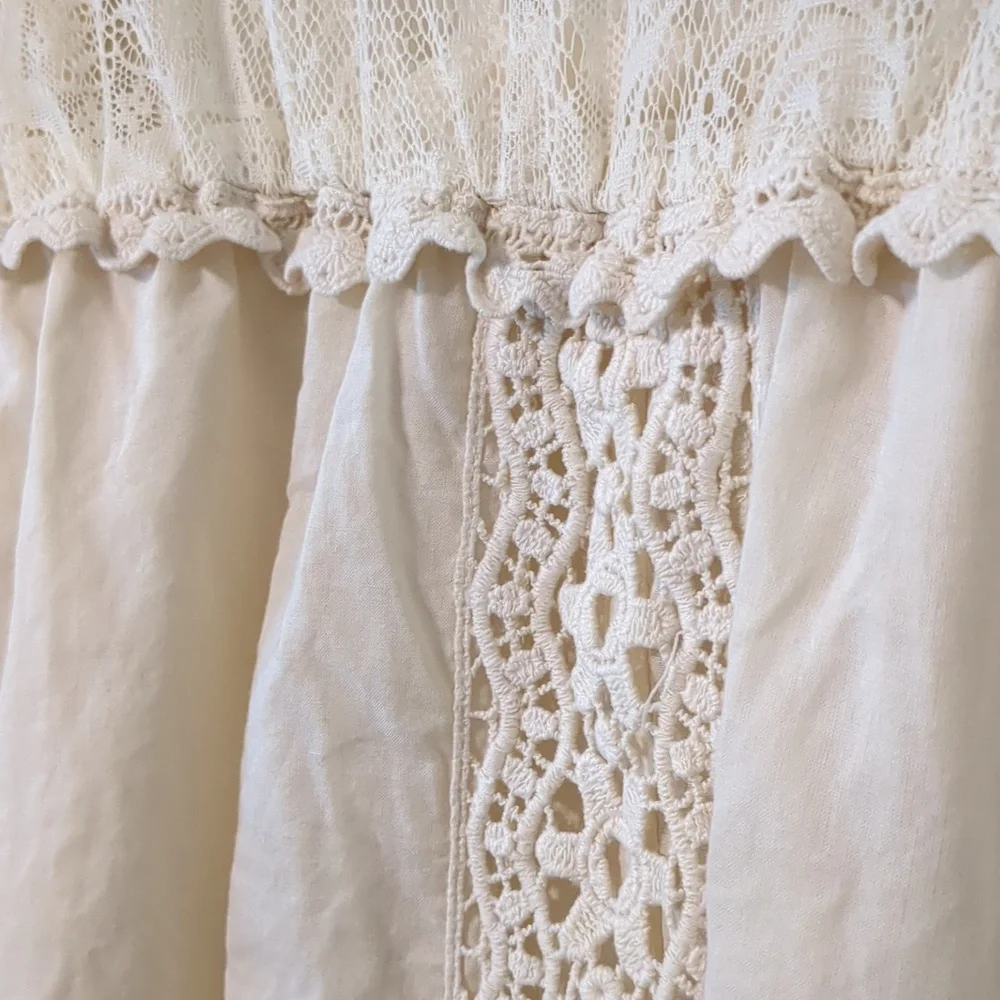 Free People Cream Lace Boho Bell Sleeve Dress